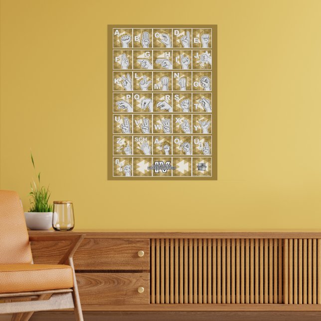 Affiche Alphabet digital allemand 4 - jaune / (Salon 2)