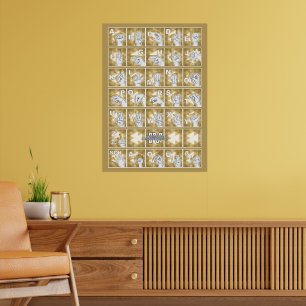 Affiche Alphabet digital allemand 4 - jaune /