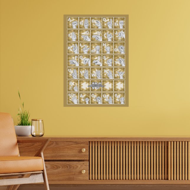 Affiche Alphabet digital allemand 4 - jaune / (Salon 2)