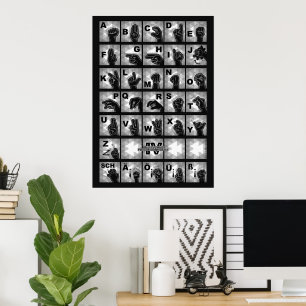 Affiche Alphabet digital allemand 4 - noir /