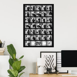 Affiche Alphabet digital allemand 4 - noir /