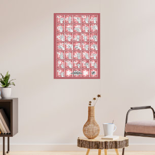 Affiche Alphabet digital allemand 4 - rouge /