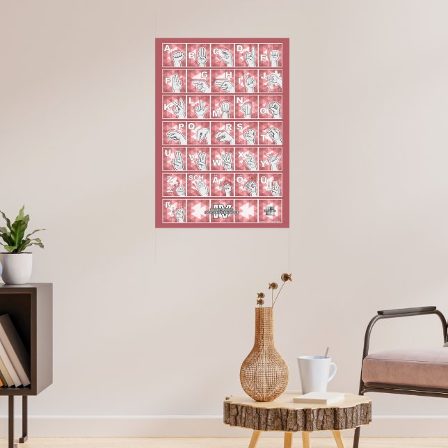 Affiche Alphabet digital allemand 4 - rouge / (Salon 3)