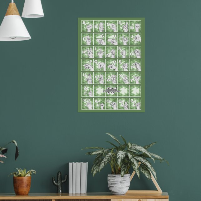 Affiche Alphabet digital allemand 4 - vert / (Salon 1)