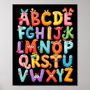 Affiche Alphabet drôle A-z Abc Enfants Retour à l'école Pr