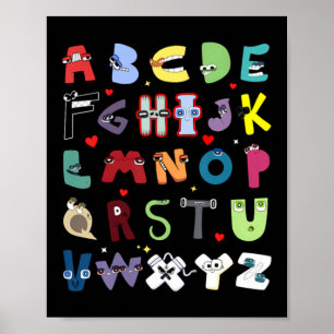 Affiche Alphabet drôle de la lore de A à Z lettre Hi pour 