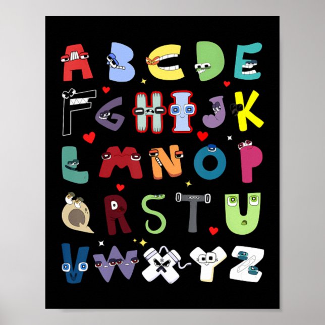 Affiche Alphabet drôle de la lore de A à Z lettre Hi pour  (Devant)