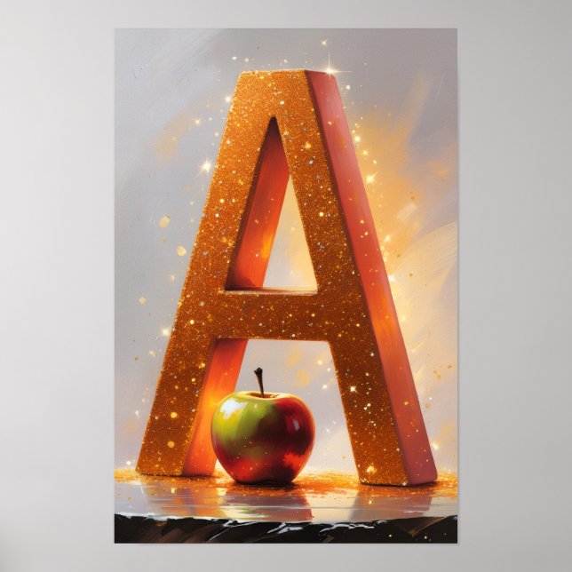 Affiche Alphabet Enfants Halloween ABC Lettre A (Devant)