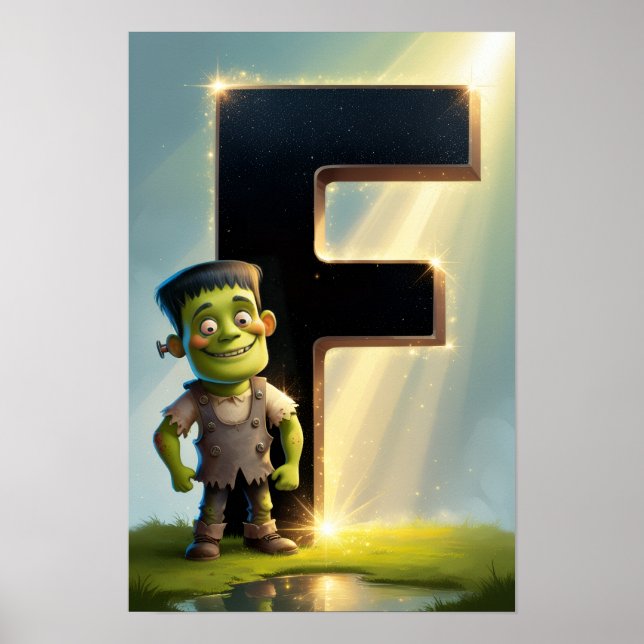 Affiche Alphabet Enfants Halloween ABC Lettre F (Devant)