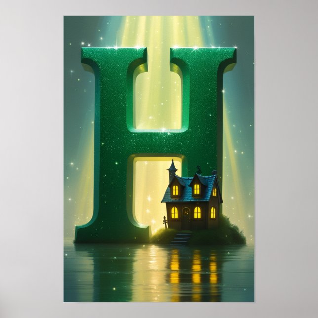 Affiche Alphabet Enfants Halloween ABC Lettre H (Devant)