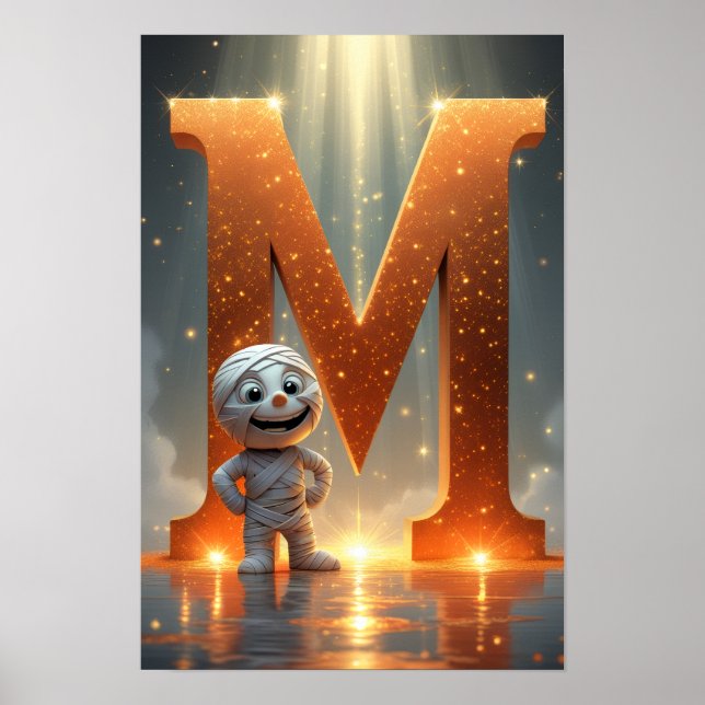 Affiche Alphabet Enfants Halloween ABC Lettre M (Devant)