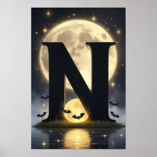 Affiche Alphabet Enfants Halloween ABC Lettre N