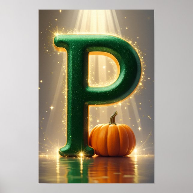 Affiche Alphabet Enfants Halloween ABC Lettre P (Devant)