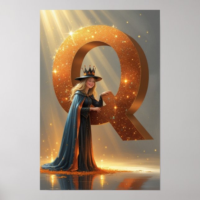 Affiche Alphabet Enfants Halloween ABC Lettre Q (Devant)