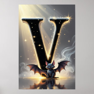 Affiche Alphabet Enfants Halloween ABC Lettre V