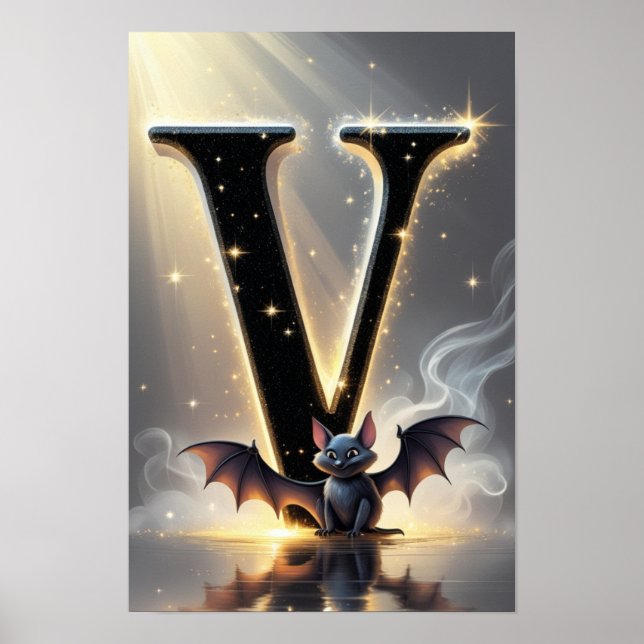 Affiche Alphabet Enfants Halloween ABC Lettre V (Devant)