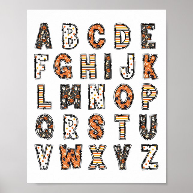 Affiche Alphabet enseignant d'Halloween éffrayant (Devant)
