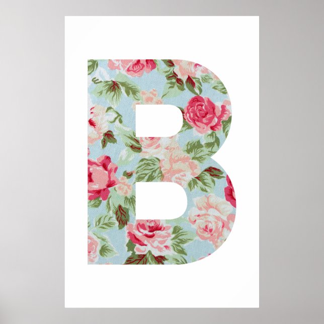 Affiche Alphabet floral ; Graphique alphabet nom B (Devant)