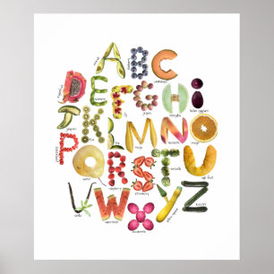 Affiche Alphabet Fruit Enfants ABC Nursey Food Thème