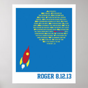 Affiche Alphabet Fusée pour Garçons Chambre & Cadeaux de N