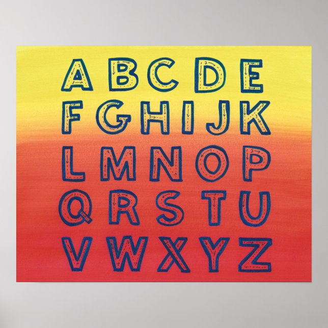Affiche Alphabet Graphique Coque supérieur Lettres Sunset  (Devant)