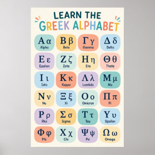 Affiche Alphabet grec coloré pour l'apprentissage des enfa