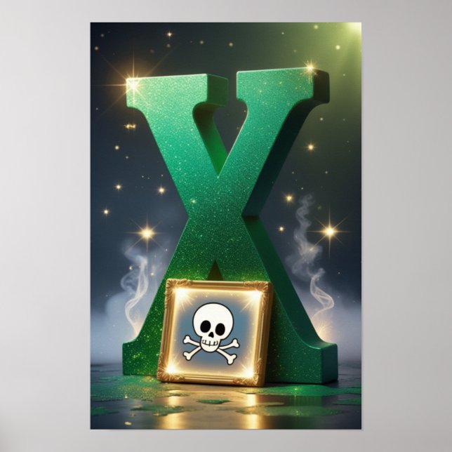 Affiche Alphabet Halloween Enfants ABC Lettre X (Devant)