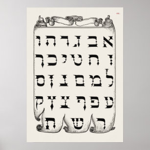 Affiche Alphabet hébreu vintage