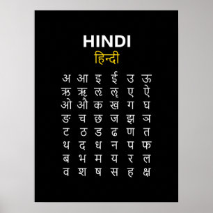 Affiche Alphabet Hindi अ–क्ष écriture devanagari