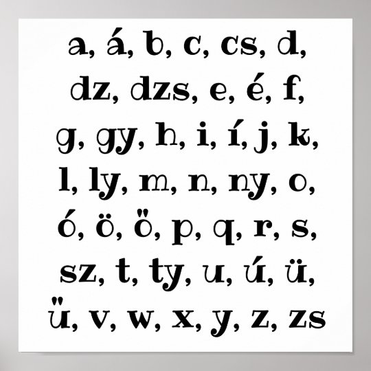 Affiche Alphabet Hongrois En Noir Zazzle Fr