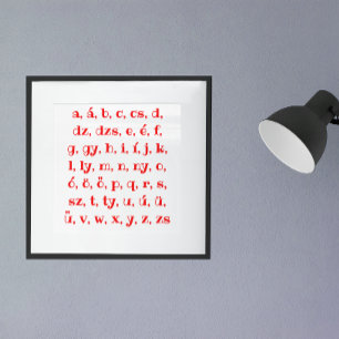 Affiche alphabet hongrois en rouge
