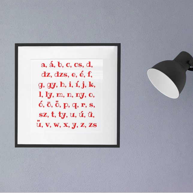 Affiche alphabet hongrois en rouge (Créateur téléchargé)