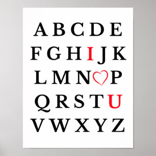 Affiche Alphabet I Love You Heart Majuscule Lettre Enfants