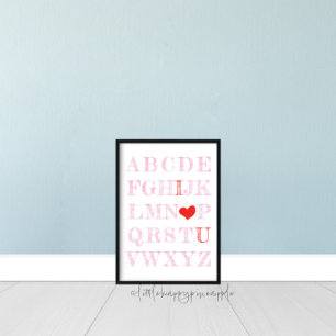 Affiche Alphabet I Love You Signe de la Saint-Valentin
