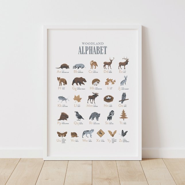 Affiche Alphabet illustré des animaux de la forêt pour déc (Créateur téléchargé)
