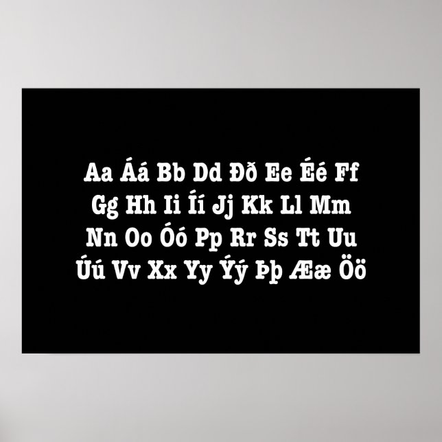 Affiche Alphabet islandais [Íslenska Stafrófið] (Devant)