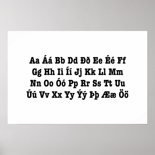 Affiche Alphabet islandais [Íslenska Stafrófið] (Devant)