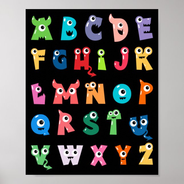 Affiche Alphabet Monstre Mignon Abc Halloween Professeur (Devant)