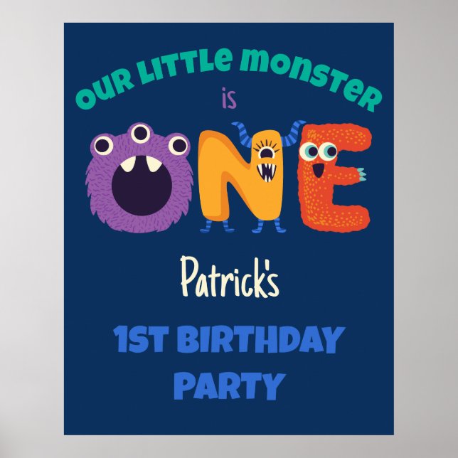Affiche Alphabet Monstres 1er anniversaire Notre petit mon (Devant)