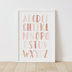 Affiche Alphabet neutre rose ABC Décor de la crèche pour f