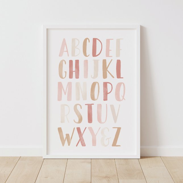 Affiche Alphabet neutre rose ABC Décor de la crèche pour f (Créateur téléchargé)