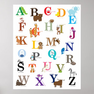 Affiche Alphabet Nursery Wall Art, dessins originaux
