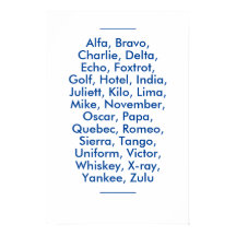 alphabet phonétique "OTAN", Alfa à Zulu