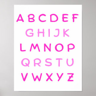 Affiche Alphabet rose Lettres de capital enseignant Salle 