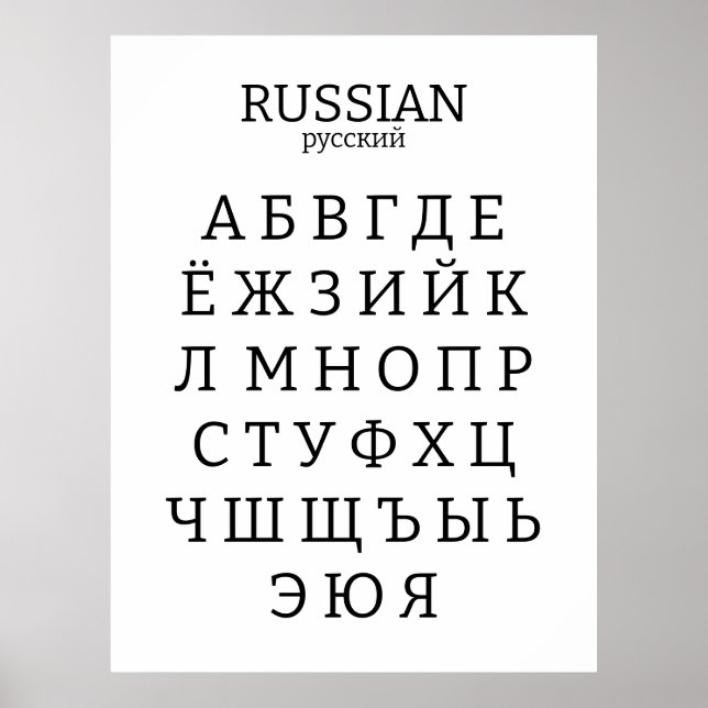 Affiche alphabet russe (Devant)