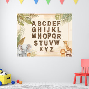 Affiche Alphabet Safari Nursery Boho Animaux de la Jungle