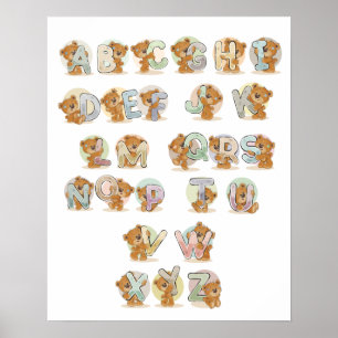 Affiche Alphabet Teddy Bear