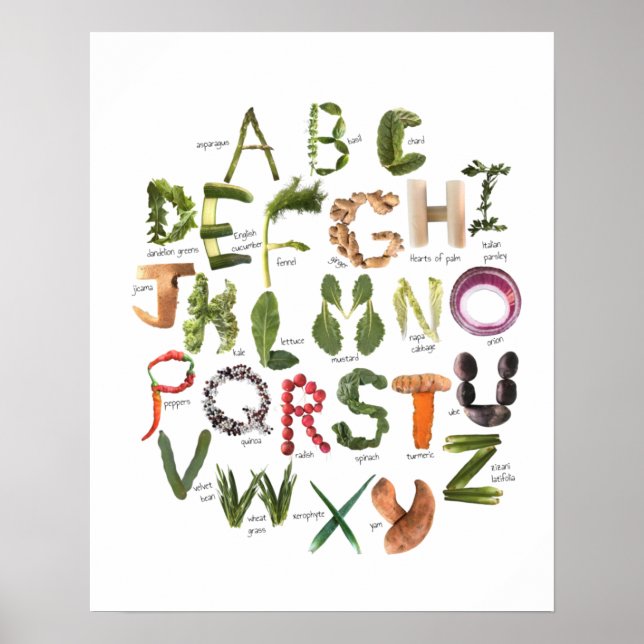 Affiche Alphabet végétal pour pépinière de légumes - Alime (Devant)