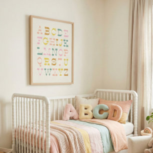 Affiche Alphabet vintage en couleurs pastel