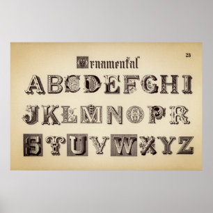 Affiche Alphabet vintage/Monogrammes